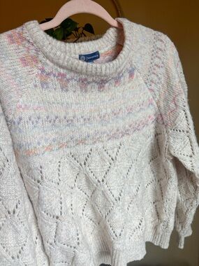 Democracy Cream & Pastel Knit Crewneck Sweater
